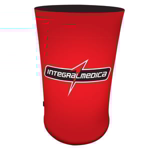 Balcão Texwave Redondo Mesa e Base em MDF, Pernas em Alumínio, Mídia em Tecido Helanca 65 (diâmetro) x 100 cm 4x0   