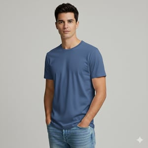 Camiseta Masculina 100% Algodão Camiseta Azul Sublimação Reforço no ombro Linha Premium 