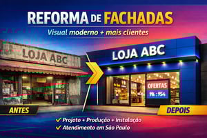 Reforma de Fachadas Comerciais Material + Instalação Completa     Solicite um orçamento