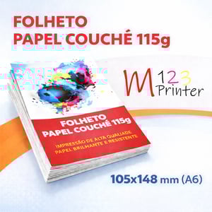 Folheto 105 x 148 mm (A6) Couchê 115g 105 x 148 mm (A6) 4x0  Refile 