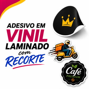 ADESIVO VINIL LAMINADO por m² (RECORTADO) Vinil Medida Personalizável 4x0 Impressão Eco Solvente Laminado 