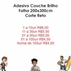 Adesivo Couche brilho Corte Reto
