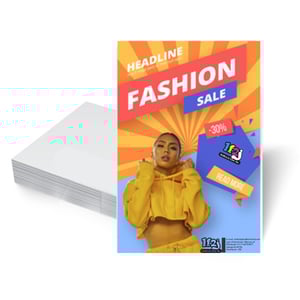 Flyers / Folhetos Couchê 90g 20x28cm 4x0 Sem verniz Corte Reto 