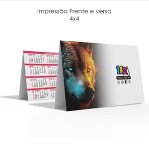 Calendário de mesa 15x20cm 4x4 Couche brilho 150g 15x20cm 4x4  Corte Reto Base triplex 190g