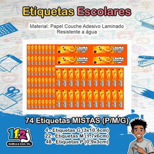 ETIQUETA ESCOLAR Papel Couche Adesivo  4x0   