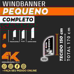 Wind Banner Pequeno Tecido+haste+base Tecido de 155x70  Tecido dupla face Pronto para usar 