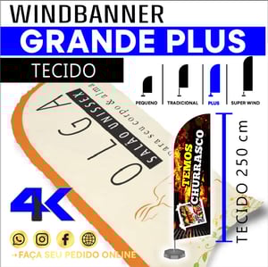 WIndbanner SOMENTE TECIDO PLUS Oxfodine 250x70cm Sem limite de cores - Tecido dupla face  Pronto para usar 