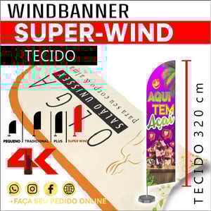 WIndbanner SOMENTE TECIDO SUPER Oxfodine 320x70cm Sem limite de cores - Tecido dupla face  Pronto para usar 
