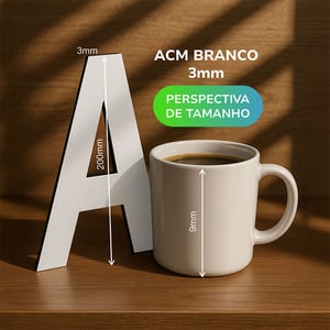 LETRA CAIXA AÇO ACM BRANCO 3MM