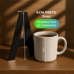 LETRA CAIXA AÇO ACM PRETO 3MM