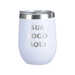 Copo Térmico Cuia Branco 350ml Personalizado Aço Inox  Laser Pintura Eletrostática  