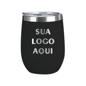 Copo Térmico Cuia Preto 350ml Personalizado Aço Inox  Laser Pintura Eletrostática  