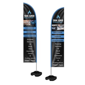Windbanner GG 3,5m Dupla Face modelo Faca Oxford 3,5m Dupla Face   Kit completo com hastes e base