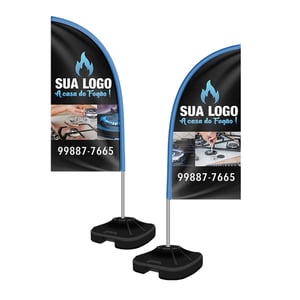Windbanner 1,9m Dupla Face modelo Faca Oxford 1,9m Dupla Face   Kit completo com hastes e base