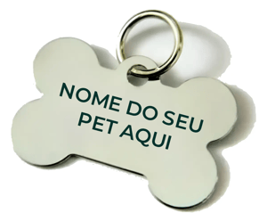 Tag Pet Ossinho personalizada Metal 4cm À Laser   