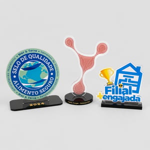 Troféus Acrilico 5mm / 30x30 / 4x0 / Impressão UV / Corte laser / Em qualquer formato imaginável
