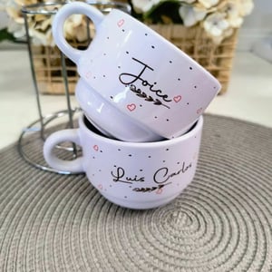 Kit 2 Xícaras Personalizadas + Suporte