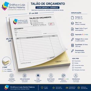Talão A4 21 x 29,7 cm - Colorido - 2 Via -50x2 folhas - Sulfite 75g Papel Sulfite 75g A4 tamanho 21 x 29,7 cm 4x0  2 Vias 50x2  - Cola na Borda Menor + Corte Reto 100 Folhas no total