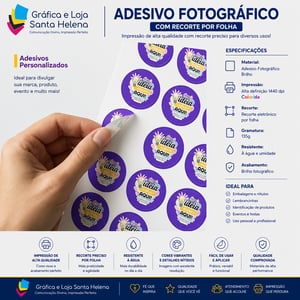 Adesivo Fotográfico Glossy Brilho - Folha A4 130g - REDONDO Fotográfico Glossy A4 - 21x 29,7 cm Personalizado 4x0 Brilho Recorte Redondo 
