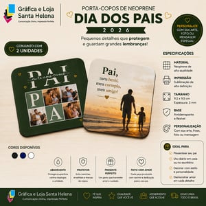 Porta Copos Personalizado - Dia dos Pais Neoprene + borracha 8x8 cm 4x0 100% Poliester  Superfície 100% Poliéster Base 100% Latex Espessura 3 mm