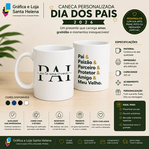 Caneca Cerâmica Personalizada - Dia dos Pais Caneca de Cerâmica 325ml 4x0 Sublimação  