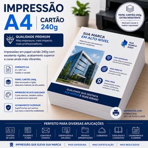 Impressão A4 - Cartão 240g Offset 240g A4 tamanho 21x29,7 cm 4x0   