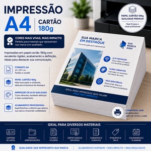 Impressão A4 - Cartão 180g Offset 180g A4 tamanho 21x29,7 cm 4x0   