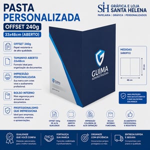 Pasta Personalizada Offset 240g - 33x48cm  31x45 cm   Corte Reto 