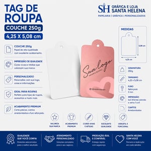 Tag de Roupa - Couche 250g - 4,25 x 5,08 cm Couchê 250g Tag de Roupa    