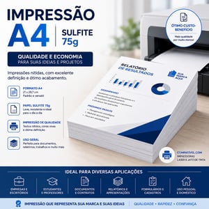 Xerox  A4 - Sulfite 75g - Frente - FASAP Papel Sulfite 75g A4 tamanho 21x29,7 cm 4x0   