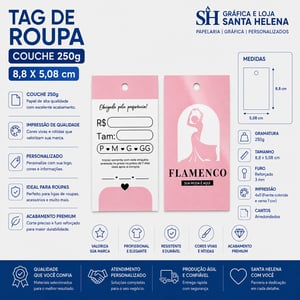 Tag de Roupa - Couche 250g - 8,8 x 5,08 cm Couchê 250g 8,8 x 5,08 cm    