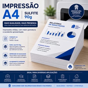 Impressão A4 - Sulfite 90g - Frente e Verso - Balcão Papel Sulfite 75g A4 tamanho 21x29,7 cm 4x0   