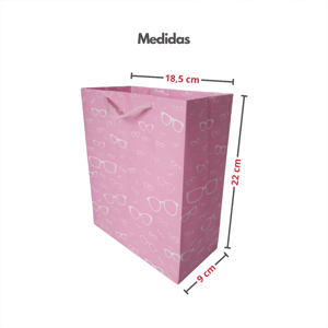 25 sacolas de papel para óticas 18,5x22x9cm