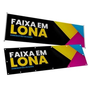 Faixa em Lona Lona 280gr  4x0 Fosco Madeira e Ilhós nas 4 pontas 