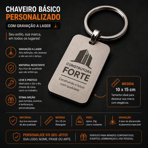 Chaveiro Básico Personalizado      Gravação à laser