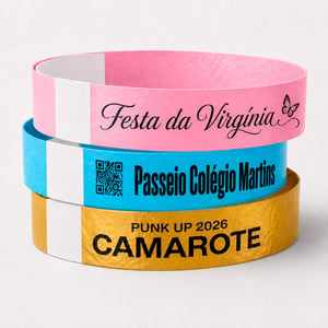 Pulseira de Identificação Personalizada Multicor Tyvek 24 x 2 cm 1x0 a prova dágua  