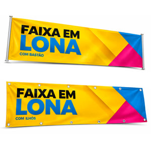 Faixa personalizada m² Lona 380g m² 4x0 Fosca Sem, com Ilhós ou cano e corda 