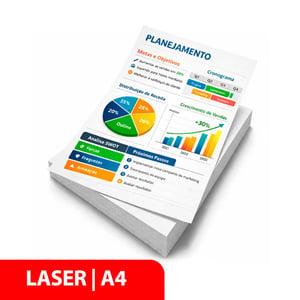Impressão Laser Colorida A4 em Sulfite 75 g Sulfite 75g 21x29,7cm 4x0 ou 4x4 Sem plastificação Com plastificação  