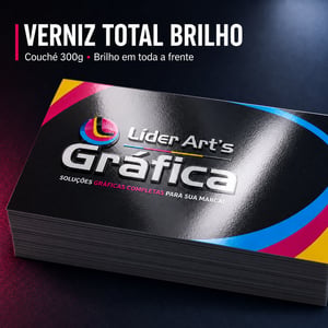 Cartão de visita / Frente 300G Couchê 300g 9x5cm 4x4 Laminação Fosca e Verniz Localizado F/V Corte Reto 