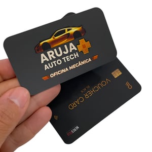 Cartão de visita Couchê 300g 9x5cm 4x4 Laminação Fosca e Verniz Localizado F/V 4 Cantos Arredondados 