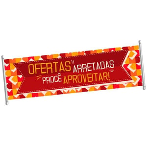 Banner acabamento FAIXA Lona 440g  4x0 Brilho Bastão e Ilhós nos 4 cantos 