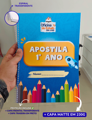 IMPRESSÃO DE APOSTILA A4 COM CAPA MATTE 230G Capa Matte 230g Colorida 21x29,7cm Impressão Digital à Tinta Pigmentada  Espiral + Capa Transparente/Verso Preta 
