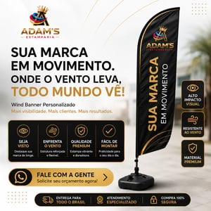Wind Banner completo - P Tecido Tactel Laycra - P 150x65 4x4  Wind banner completo - com base Wind banner completo