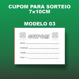 Kit c/ 8 Blocos de Cupom para Sorteio com sua logo para Urna c/ 100 Folhas cada