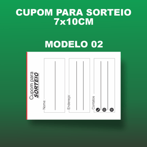 Kit c/ 8 Blocos de Cupom para Sorteio para Urna c/ 100 Folhas cada - Sem personalização
