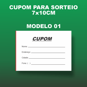 Kit c/ 8 Blocos de Cupom para Sorteio para Urna c/ 100 Folhas cada - Sem personalização