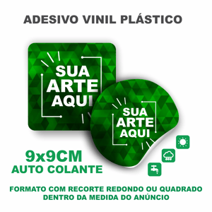 Etiquetas Adesivas 9x9 CM  Personalizadas - Com sua arte Vinil 9x9cm 4x0  Sem acabamento 