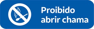 Adesivo Segurança Proibido Abrir Chama Vinil 0.10mm 27x8,5cm 4x0 Laminação Fosca Corte Reto e Cantos Arredondados 