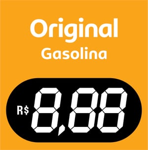 Placa Ponta de Ilha Original Gasolina Vinil 0.10mm Aplicado em chapa de P.S 1mm com fita dupla face no verso 49x50cm 4x0  Corte Reto 