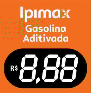 Placa Ponta de Ilha Ipimax Gasolina Aditivada Vinil 0.10mm Aplicado em chapa de P.S 1mm com fita dupla face no verso 49x50cm 4x0  Corte Reto 